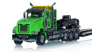 1:50 Scale Diecast Model of Nuss Mack Titan Tri-Axle with Black Fontaine 100-Ton 5-Axle Drop Side Rail Trailer