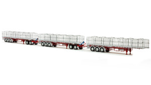 1:50 scale model of Freighter Triple Road Train with Dolly - Dawson Haulage