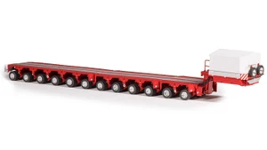 1:50 Scale Diecast Model of Scheuerle 12-Axle InterCombi Trailer - Rosso Red