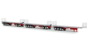 1:50 Scale Diecast Model of Freighter Triple Road Train with Dolly - White/Red