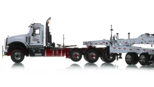1:50 Scale Diecast Model of T.J. Potter Trucking Mack Titan with White  Fontaine 3x3x3 Flat Level Deck Trailer