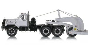1:50 Scale Diecast Model of Mack B-81 Tandem Axle Tractor with Talbert 60-Ton Lowbed Trailer - White