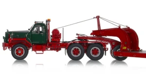 1:50 Scale Diecast Model of Green over Red Mack B-81 Tandem Axle Tractor with DHH Red Talbert 60-Ton Lowbed Trailer
