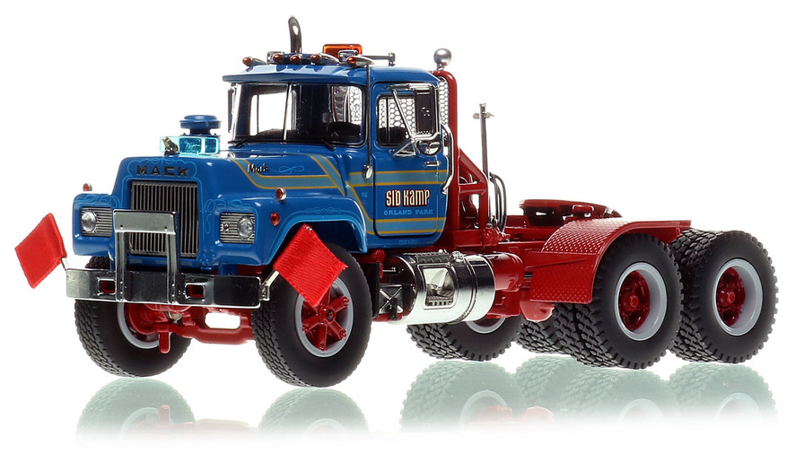1:50 scale model of Sid Kamp Trucking 1987 Mack RD688SX tandem axle tractor