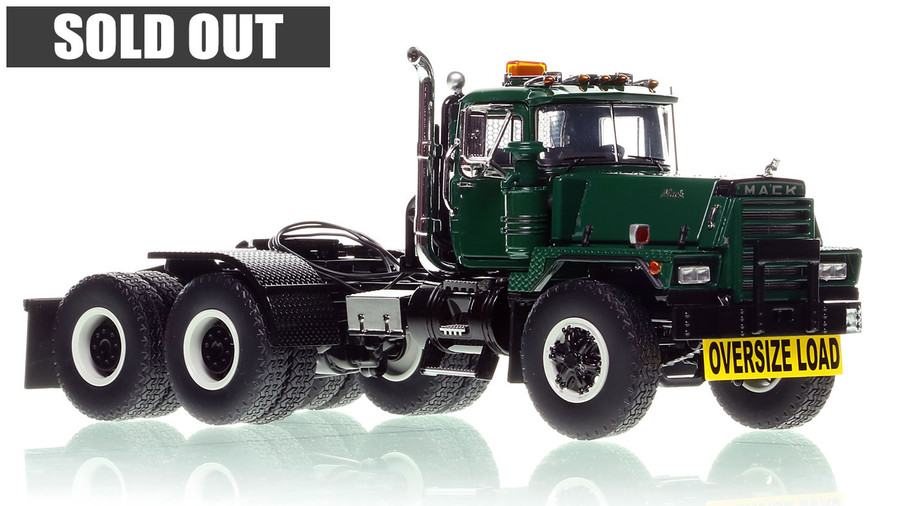 1:50 scale model of the Mack RD800 Tandem Axle Tractor - Green over Black