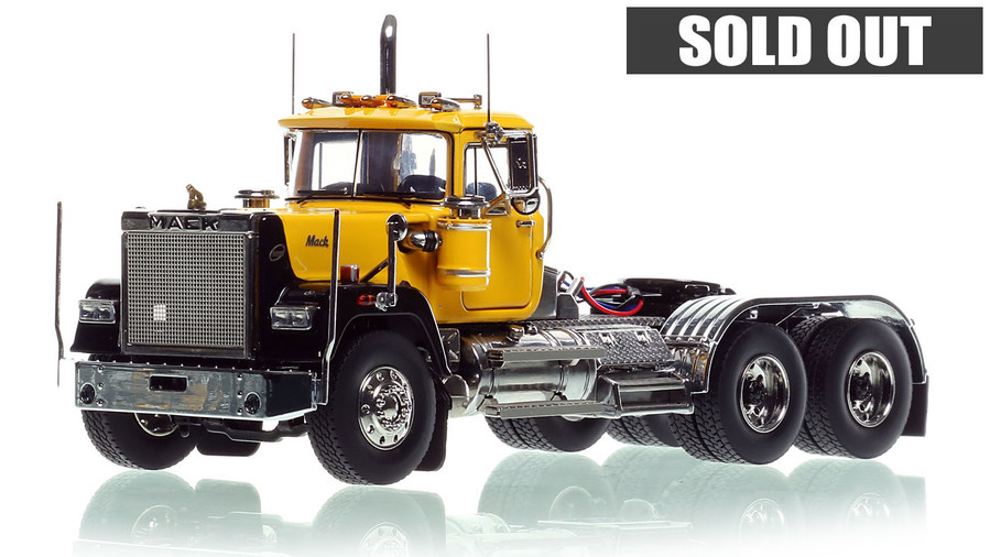 1:50 scale model of Mack Superliner Tandem Axle Tractor - Yellow over Black