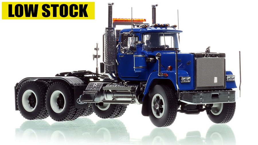 1:50 scale model of Mack Superliner Heavy Spec Tandem Axle Tractor - Blue over Black