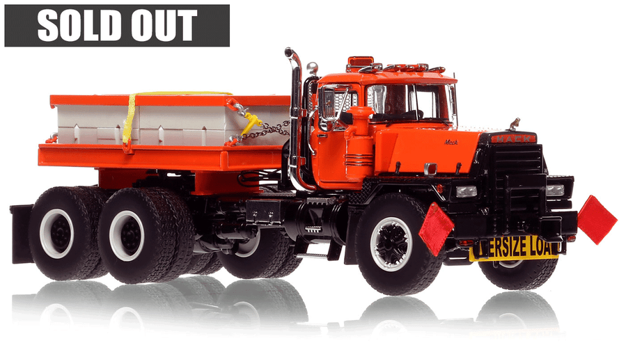 1:50 scale model of Mack RD800 Tandem Axle Tractor with Ballast - Orange over Black