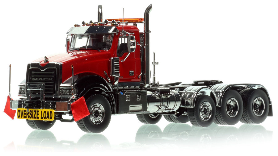 1:50 scale model of Mack Titan Tri-axle Tractor -  Red over Black with Black Fenders