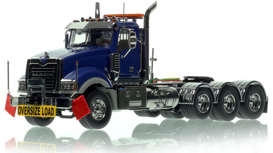 1:50 scale model of Mack Titan Tri-axle Tractor - Blue over Black