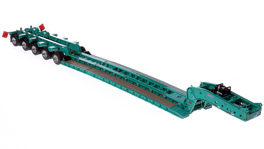 1:50 Scale Diecast Model of Fontaine Magnitude 80 - 100-Ton 5-Axle Drop Side Rail Trailer - Cardi Green