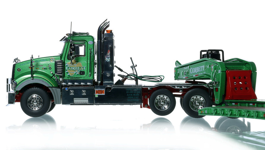 1:50 Scale Diecast Model of Corbett Mack Titan Tri-Axle with Fontaine 100-Ton 5-Axle Step Deck Trailer