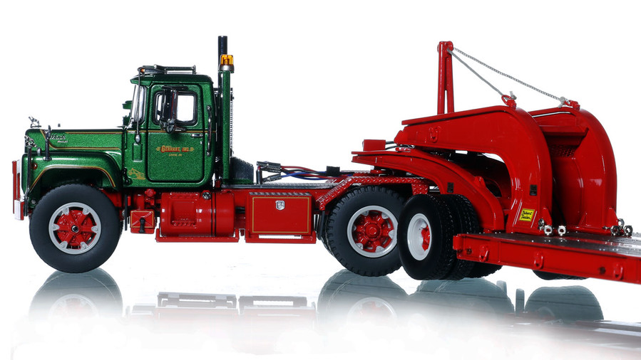 1:50 Scale Diecast Model of Rodger E. Gerhart Mack RD688SX with Viper Red Talbert 60-Ton Cableneck Lowbed Trailer