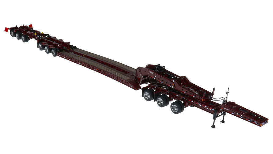 1:50 scale diecast model of Fontaine Magnitude 80 - 3x3x3 Flat Level Deck Trailer - Metallic Burgundy