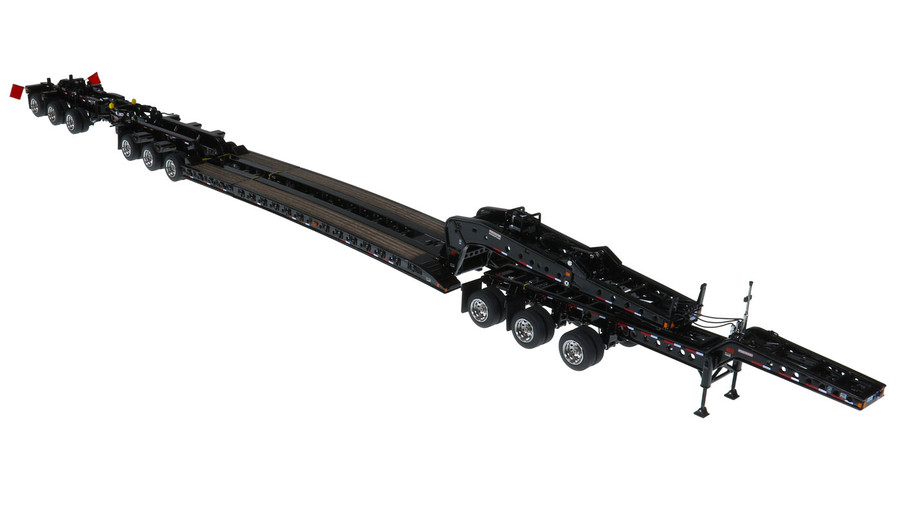 1:50 Scale Diecast Model of Fontaine Magnitude 80 - 3x3x3 Flat Level Deck Trailer - Black