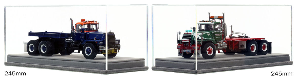 Mack RD800 diecast models in 245mm cases