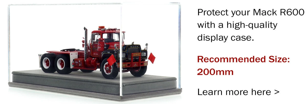 Display Case for 1:50 Scale Diecast Model of DeBerardinis Heavy Haul 1988 Mack RD 686SX Tandem Axle Tractor