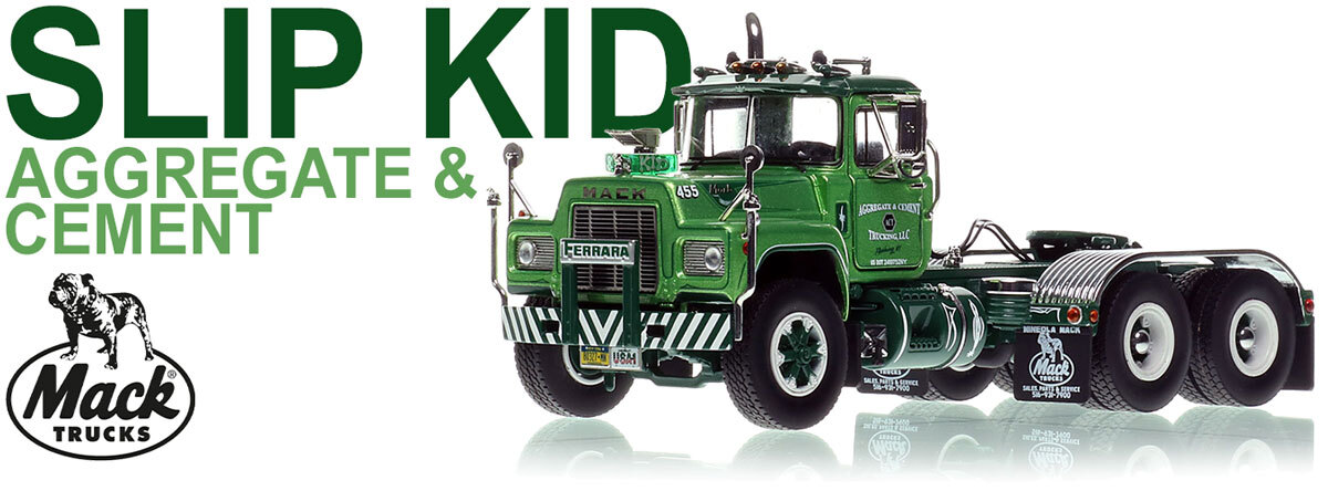 1:50 scale diecast model of Aggregate & Cement Trucking 1989 Mack R688ST tandem axle tractor