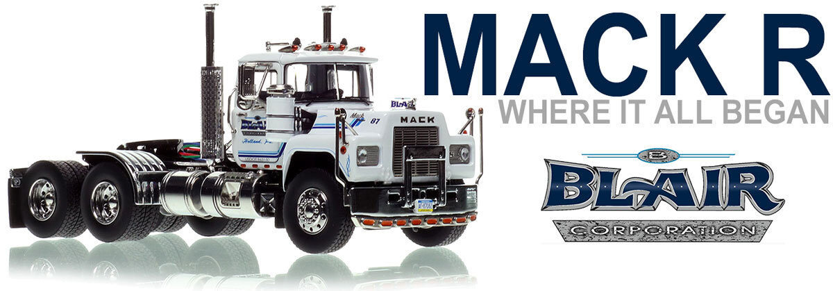 1:50 scale diecast model of Brian Blair 1987 Mack R600 tandem axle tractor
