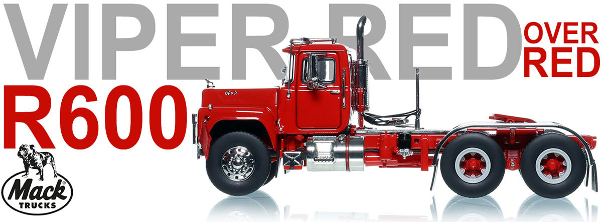 1:50 scale diecast model of Mack R600 Tandem Axle Tractor - Viper Red
