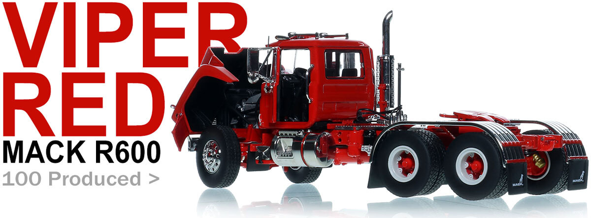 1:50 scale diecast model of Mack R600 Tandem Axle Tractor - Viper Red