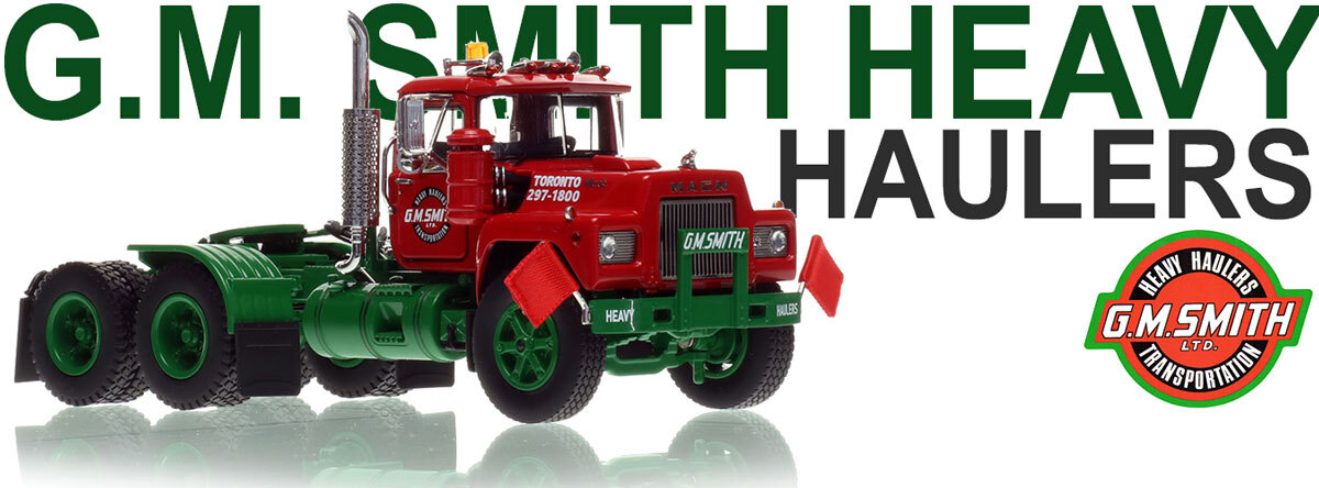 1:50 scale diecast model of G.M. Smith Mack R600 Tandem Axle Tractor
