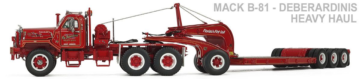 Recommended Truck for 1:50 Scale Diecast Model of 1960s Talbert 60-Ton Cableneck Lowbed with Single-Axle Dolly - DeBerardinis Heavy Haul
