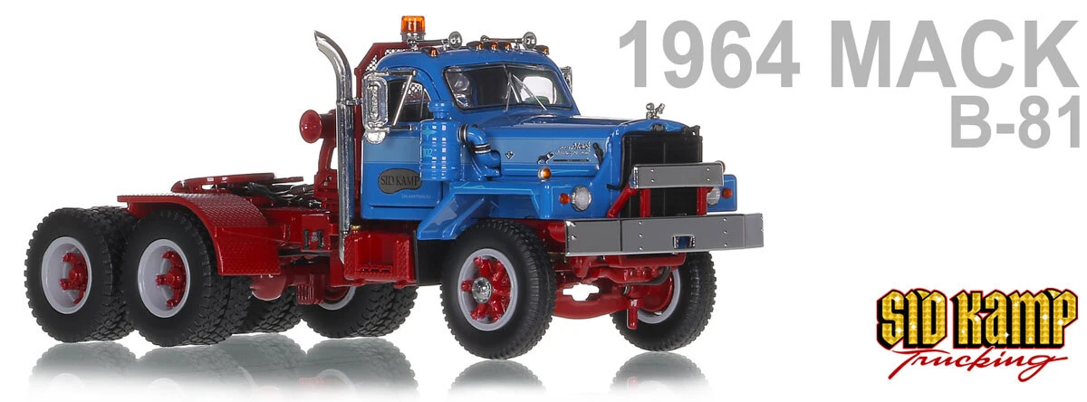 1:50 scale diecast model of Sid Kamp Trucking Mack B-81 tractor by Heavy Haul Replicas