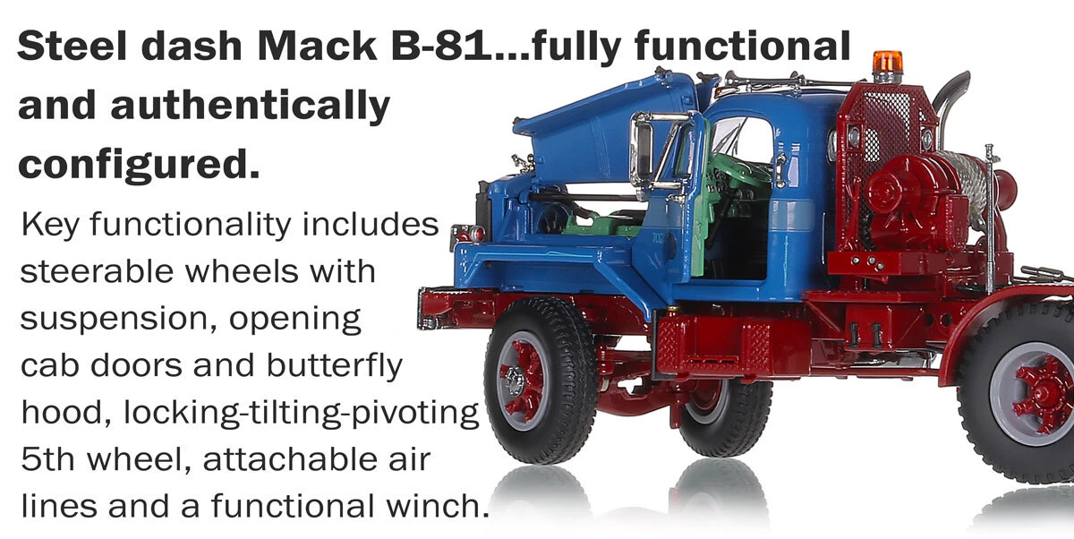 Functions of 1:50 Scale Diecast Model of Sid Kamp Trucking 1964 Mack B-81 Tandem Axle Tractor