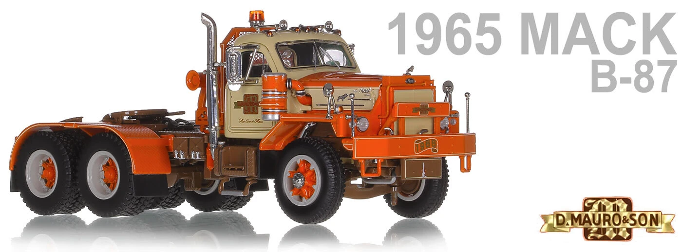 1:50 Scale Diecast Model of D. Mauro & Sons 1965 Mack B-87 Tandem Axle Tractor by Heavy Haul Replicas