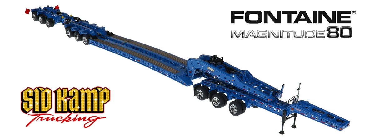 1:50 scale diecast model of Fontaine Magnitude 80 3x3x3 trailer - Sid Kamp Trucking by Heavy Haul Replicas