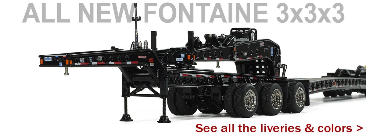 1:50 scale diecast models of Fontaine Magnitude 80 flat level deck trailers by Heavy Haul Replicas