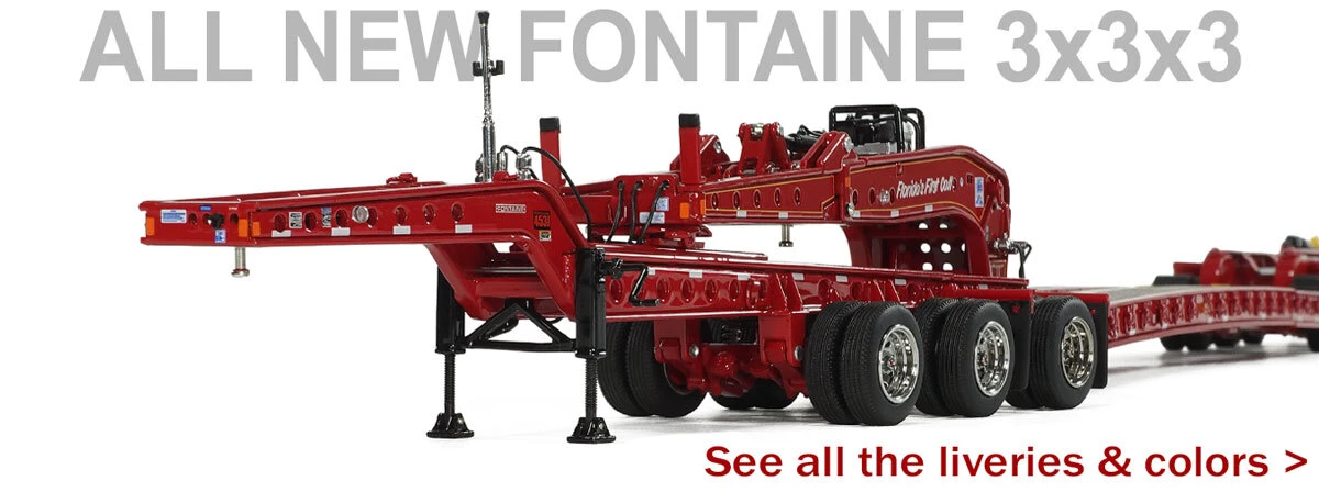 1:50 scale diecast models of Fontaine Magnitude 80 flat level deck trailers by Heavy Haul Replicas