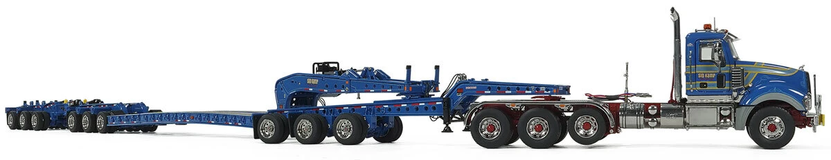 1:50 Scale Diecast Model of Sid Kamp Trucking Mack Titan Tri-Axle with Fontaine 3x3x3 Flat Level Deck Trailer