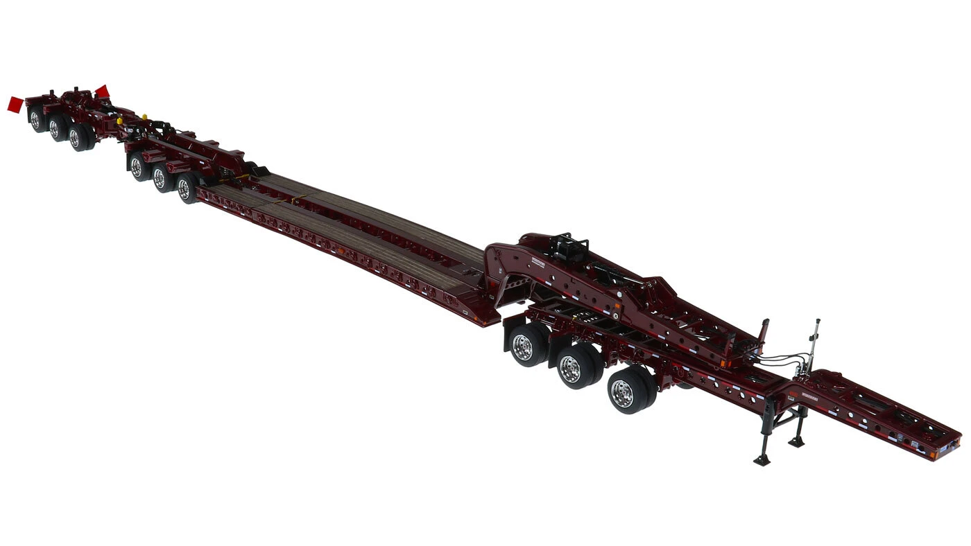 1:50 Scale Diecast Model of Fontaine Magnitude 80 - 3x3x3 Flat Level Deck Trailer - Metallic Burgundy