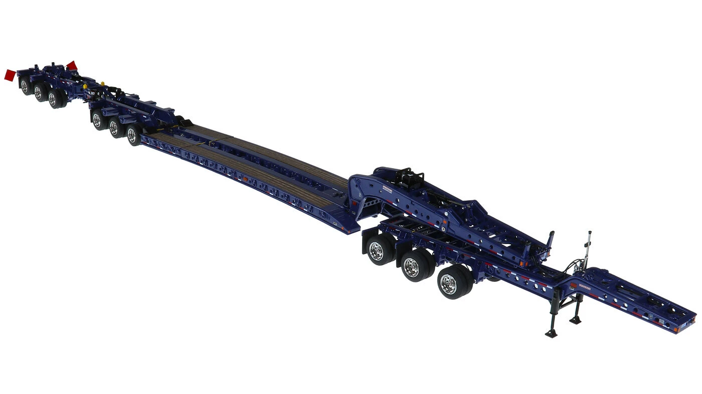 1:50 Scale Diecast Model of Fontaine Magnitude 80 - 3x3x3 Flat Level Deck Trailer - Metallic Blue
