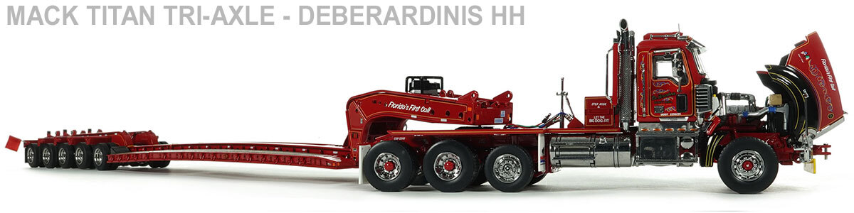 Recommended Tractor for 1:50 Scale Diecast Model of Fontaine Magnitude 80 - 100-Ton 5-Axle Drop Side Rail Trailer - DeBerardinis Heavy Haul