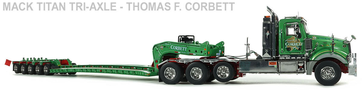 Recommended Tractor for 1:50 Scale Diecast Model of Fontaine Magnitude 80 - 100-Ton 5-Axle Drop Side Rail Trailer - Thomas F. Corbett