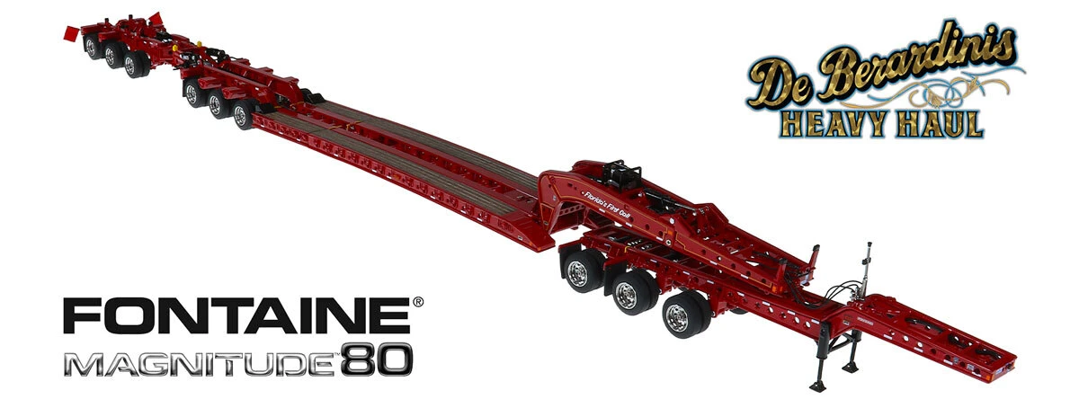 1:50 Scale Diecast Model of DeBerardinis Heavy Haul Fontaine Magnitude 80 - 3x3x3 Flat Level Deck Trailer