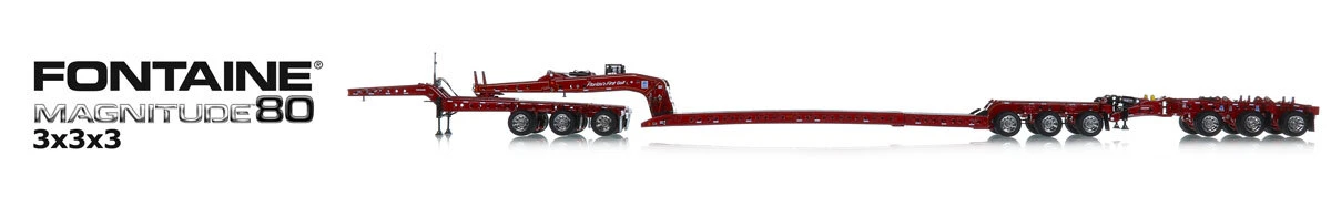 1:50 scale fully functional diecast models of Fontaine Magnitude 80 3x3x3 trailer by Heavy Haul Replicas
