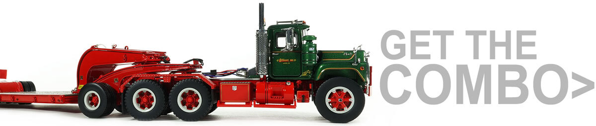 1:50 Scale Diecast Model of Gerhart Mack R688SX with Viper Red Talbert 60T Lowbed Trailer