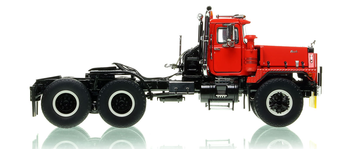 1:50 scale model of Mack RD800 Tandem Axle Tractor - Red over Black