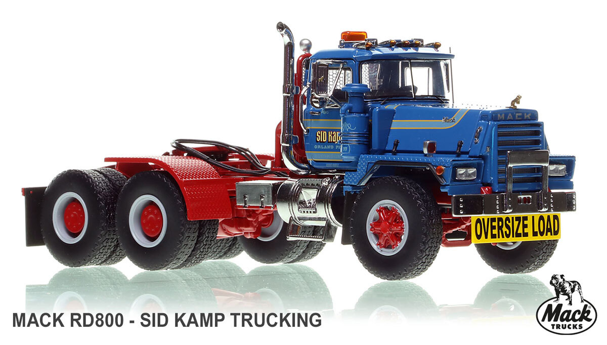 1:50 scale model of Sid Kamp Trucking Mack RD800 Tandem Axle Tractor