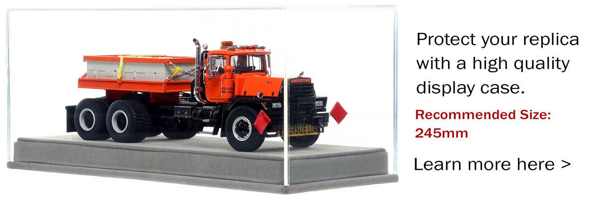 Display Case for  Mack RD800 Tandem Axle Tractor with Ballast - Orange over Black
