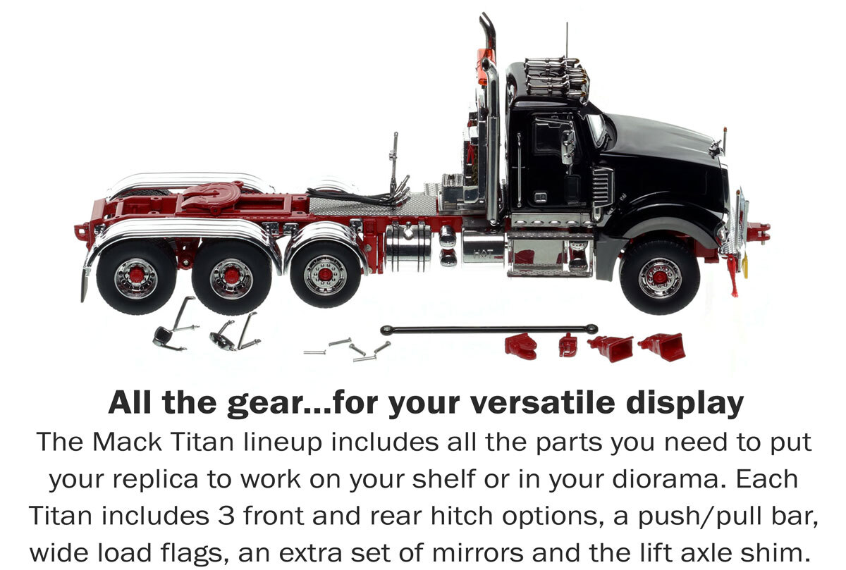 Accessory pack included with Mack Titan Tri-axle Tractor - Black over Red