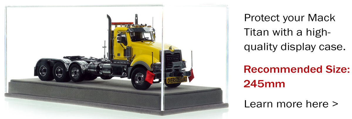 Display Case for Mack Titan Tri-axle Tractor - Yellow over Black