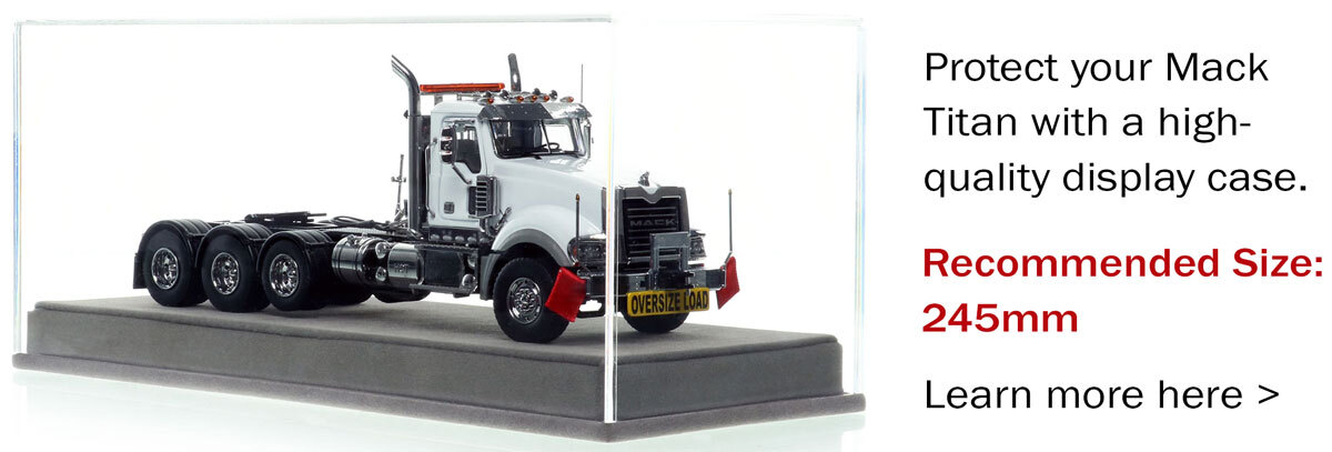 Display Case for Mack Titan Tri-axle Tractor - White over Black