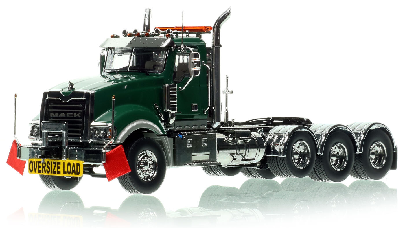 1:50 Scale Diecast Model of Mack Titan Tri-axle Tractor - Green 6005 over Black