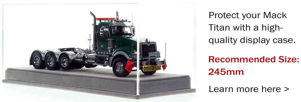 Display Case for 1:50 scale Mack Titan Tri-axle Tractor - Green over Black