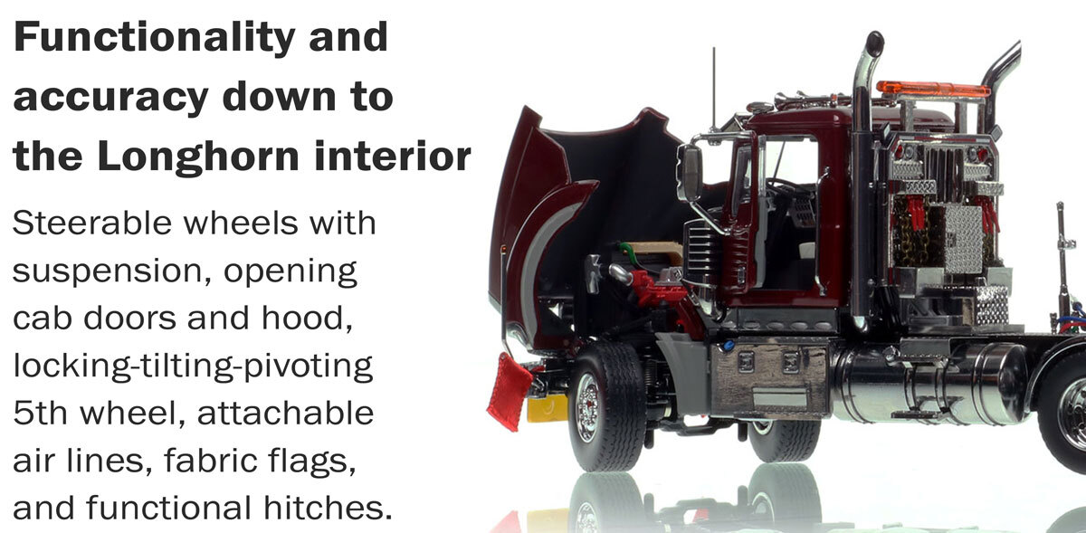 More Functionality of 1:50 scale Mack Titan Tri-axle Tractor - Metallic Burgundy over Black